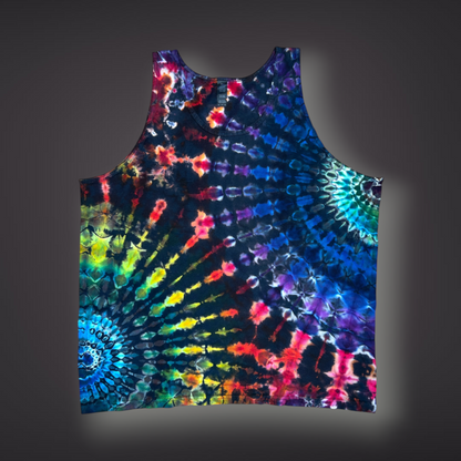 Adult XLarge - Stained Glass Reverse Dye Tank - Dark Rainbow