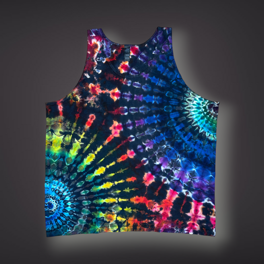 Adult XLarge - Stained Glass Reverse Dye Tank - Dark Rainbow
