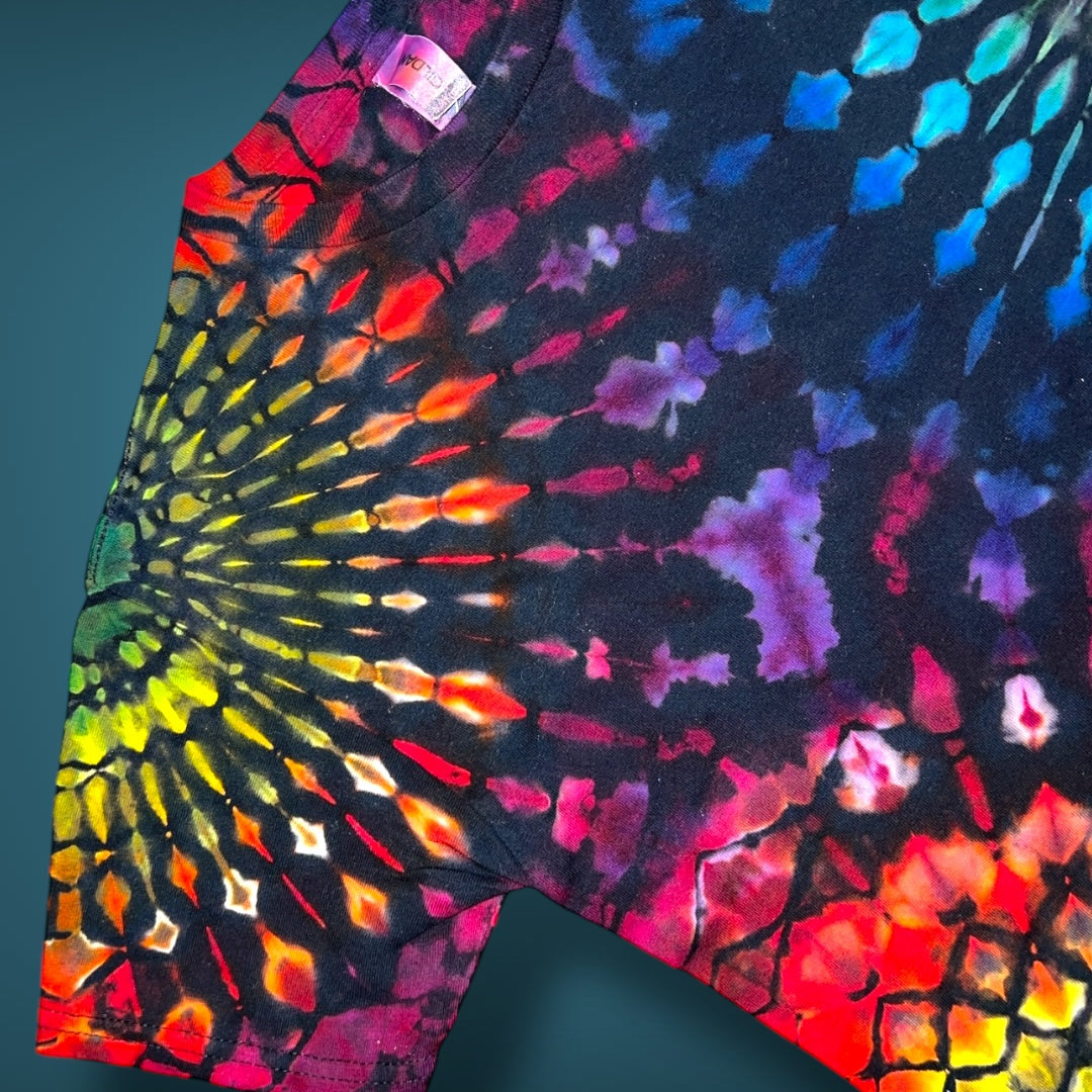 Stained Glass Reverse - Dark Rainbow - Kids Medium Short Sleeve T-Shirt