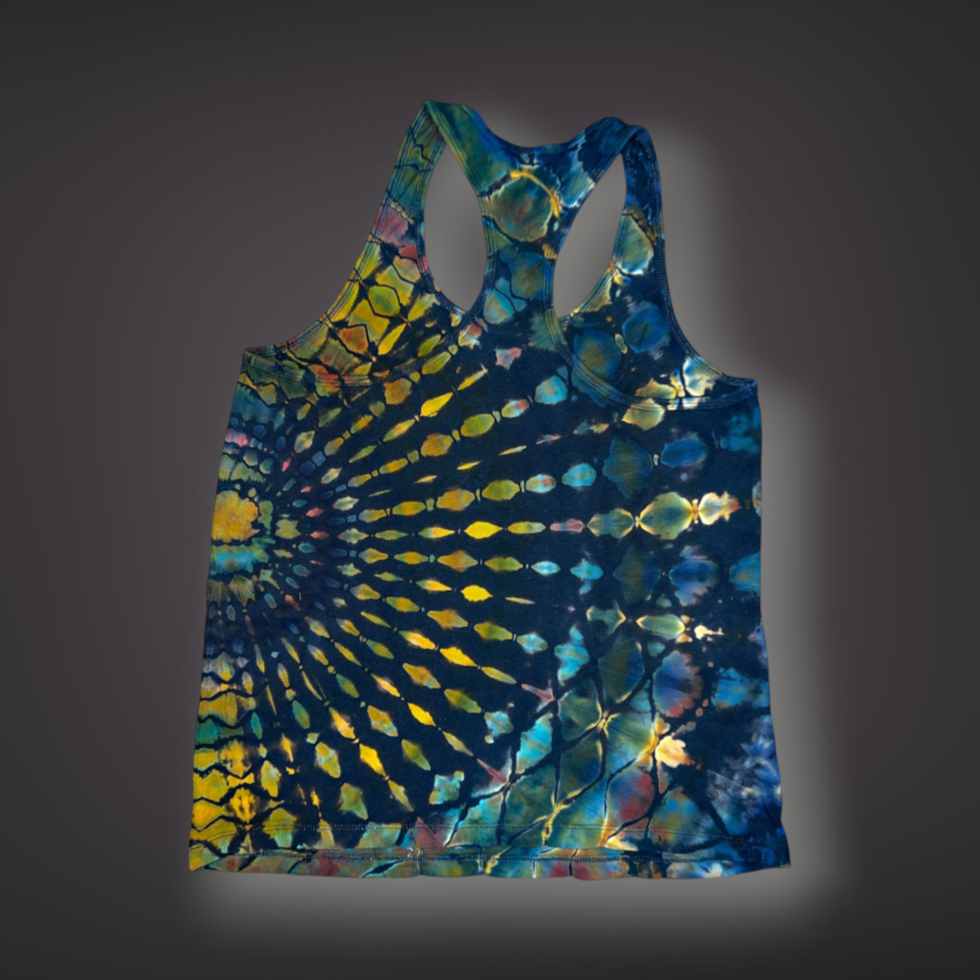Women's Large - Stained Glass Reverse Dye Racerback Tank - Fall Tones