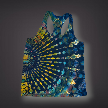 Women's Large - Stained Glass Reverse Dye Racerback Tank - Fall Tones