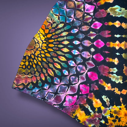 Stained Glass Reverse Dye Hooded Long Sleeve - Adult Large - Fall Gem Tones