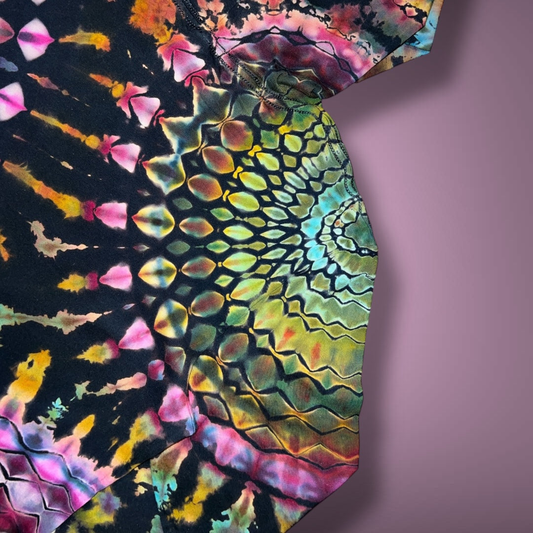 Stained Glass Reverse Dyed Hooded Long Sleeve - Ruby Glow - Adult Small