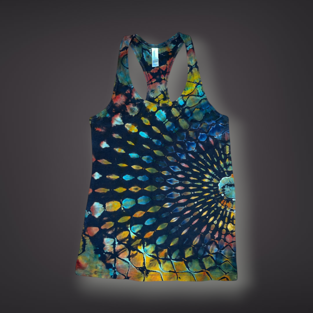 Women's Small - Stained Glass Reverse Dye Racerback Tank - Fall Tones
