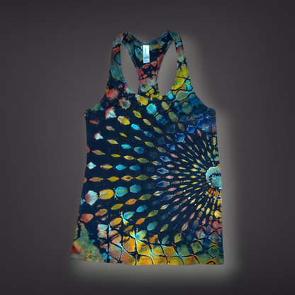 Women's Small - Stained Glass Reverse Dye Racerback Tank - Fall Tones