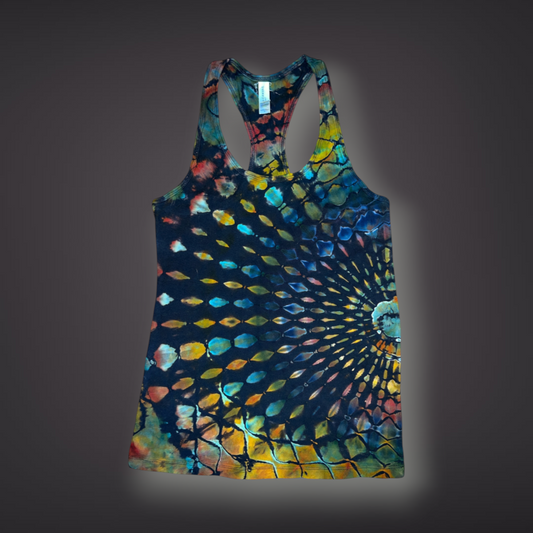Women's Small - Stained Glass Reverse Dye Racerback Tank - Fall Tones