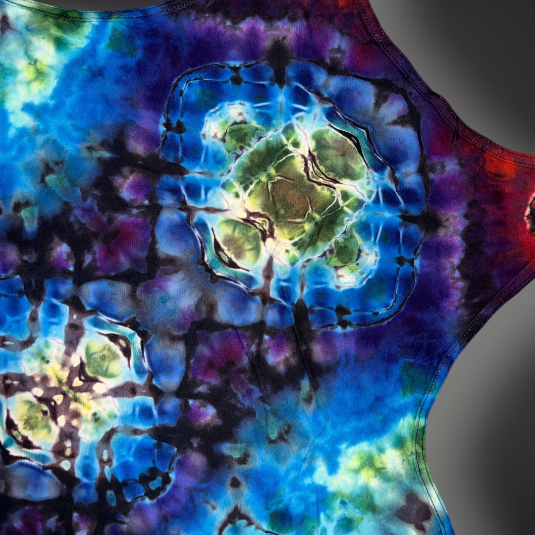 Adult XXLarge - Tribal Reverse Dye Tank - Dark Rainbow
