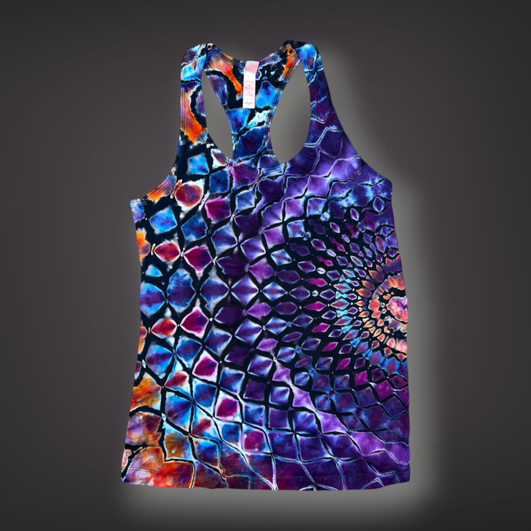 Women's Small - Stained Glass Reverse Dye Racerback Tank - My Favorite Colorset Ever!