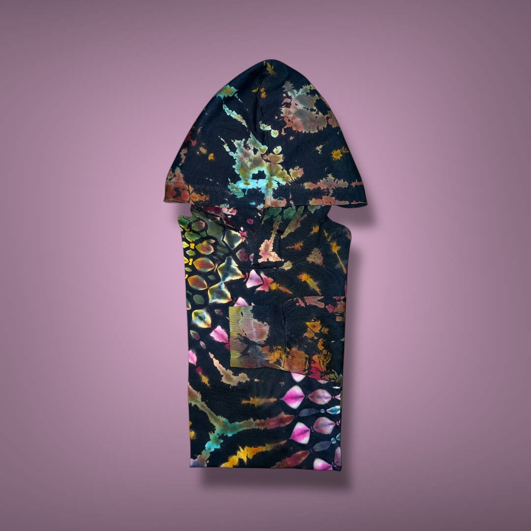 Stained Glass Reverse Dyed Hooded Long Sleeve - Ruby Glow - Adult Small