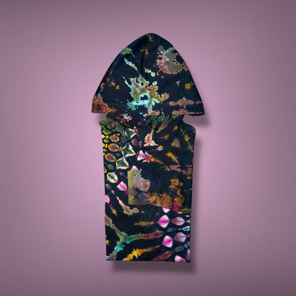 Stained Glass Reverse Dyed Hooded Long Sleeve - Ruby Glow - Adult Small