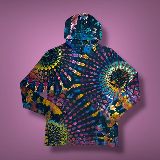 Fall Sunset Stained Glass Reverse Dye - Adult Hooded Long Sleeve T-Shirt