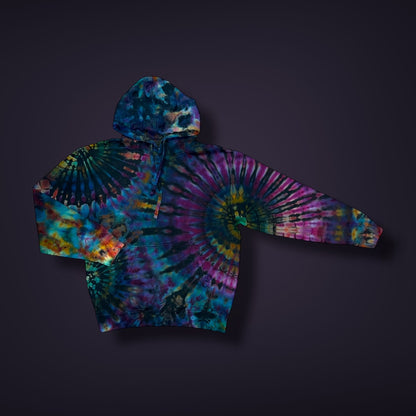 Fall Sunset Stained Glass Reverse Dyed Hoodie - Adult Medium