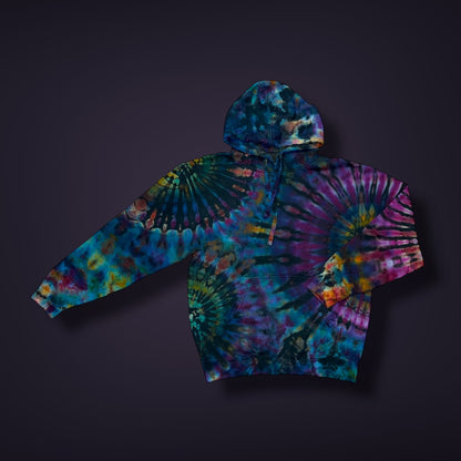 Fall Sunset Stained Glass Reverse Dyed Hoodie - Adult Medium