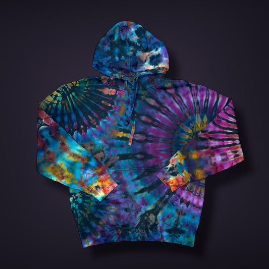 Fall Sunset Stained Glass Reverse Dyed Hoodie - Adult Medium