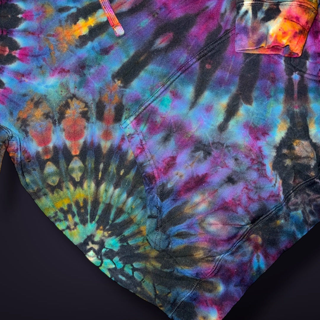 Fall Sunset Stained Glass Reverse Dyed Hoodie - Adult Medium