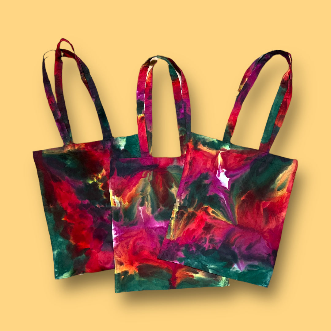 Fuchsia, Orange, Green Watercolor Grocery Bag Set