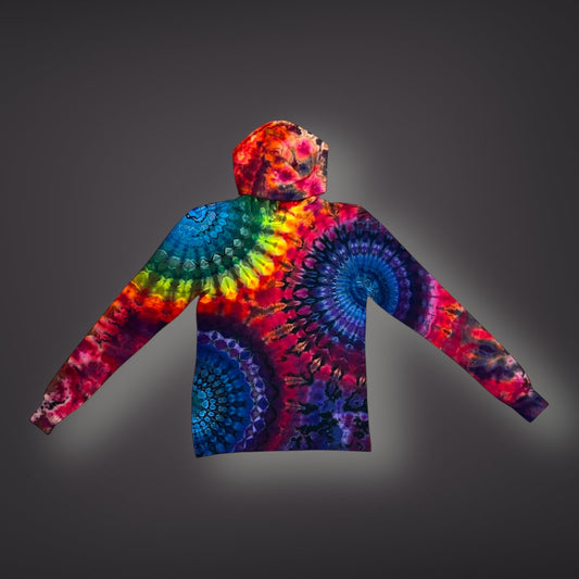Adult XSmall - Dark Rainbow Hooded Reverse Long Sleeve Shirt
