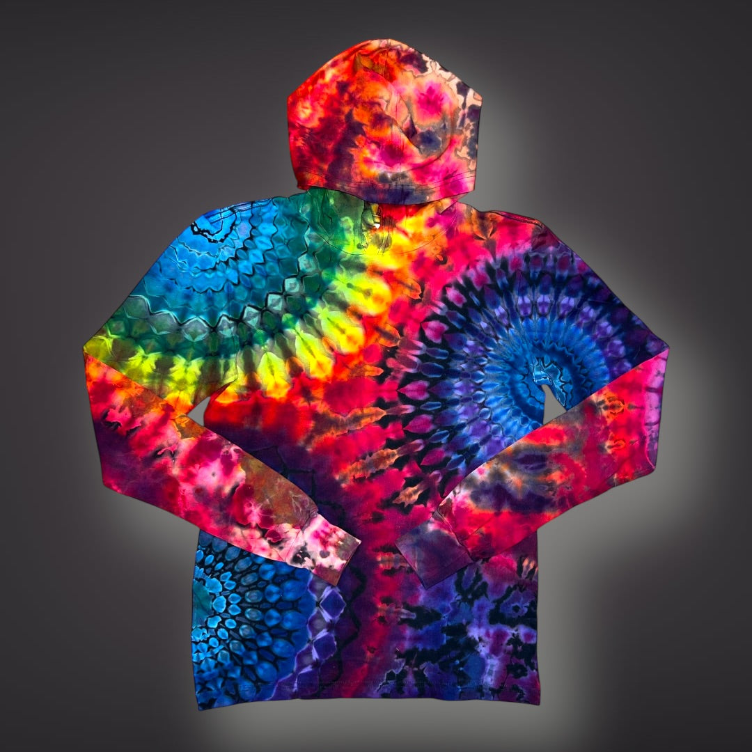 Adult XSmall - Dark Rainbow Hooded Reverse Long Sleeve Shirt