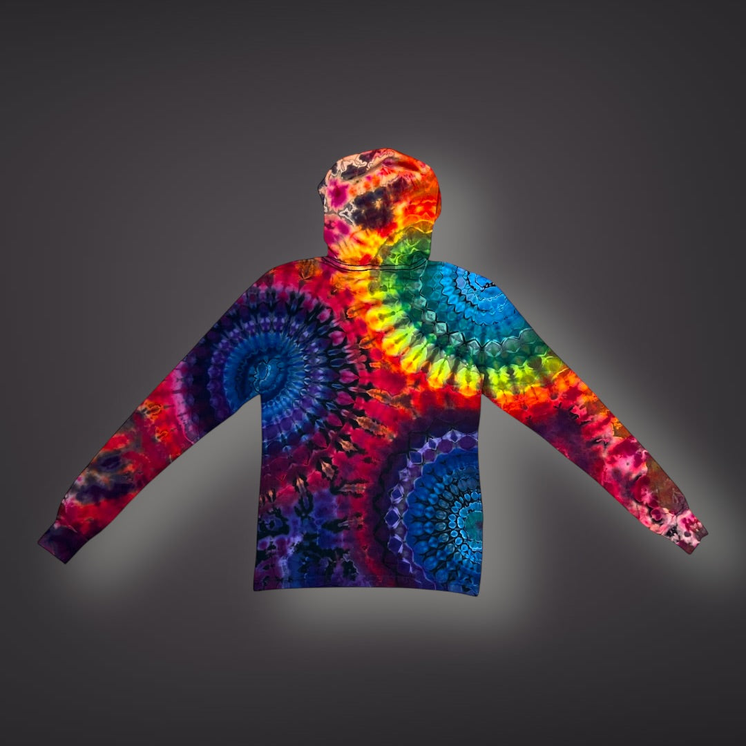 Adult XSmall - Dark Rainbow Hooded Reverse Long Sleeve Shirt