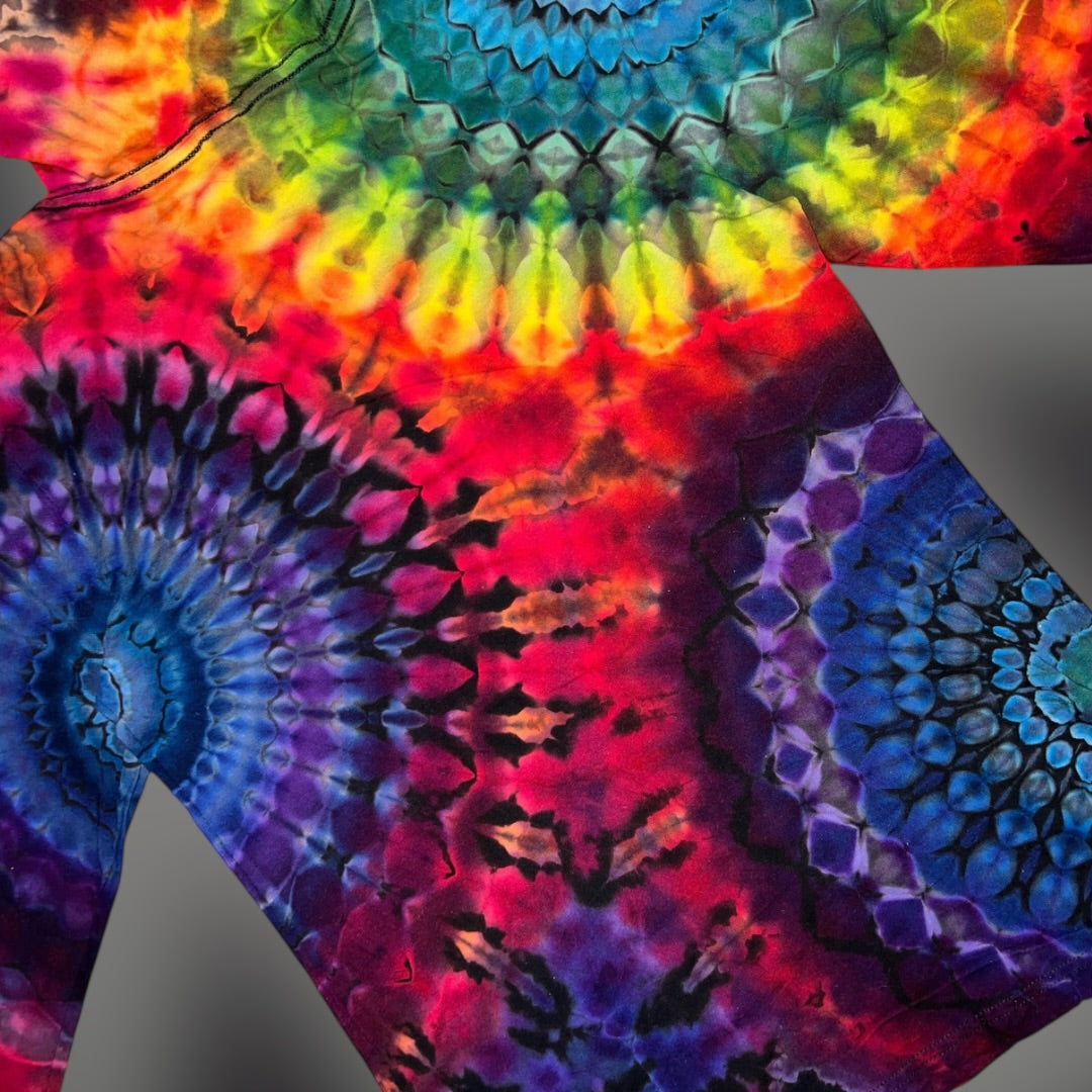 Adult XSmall - Dark Rainbow Hooded Reverse Long Sleeve Shirt