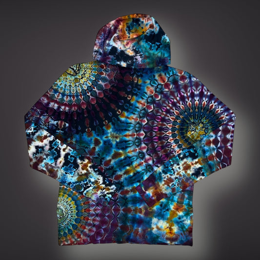 Adult Large - Montana Fall Sunset Hooded Reverse Long Sleeve Shirt