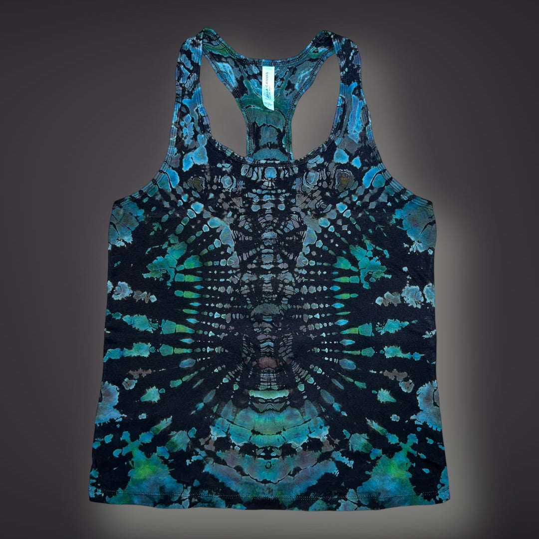 Tribal Symmetry Tank in Winterfresh - Women’s Large Reverse Racerback Tank