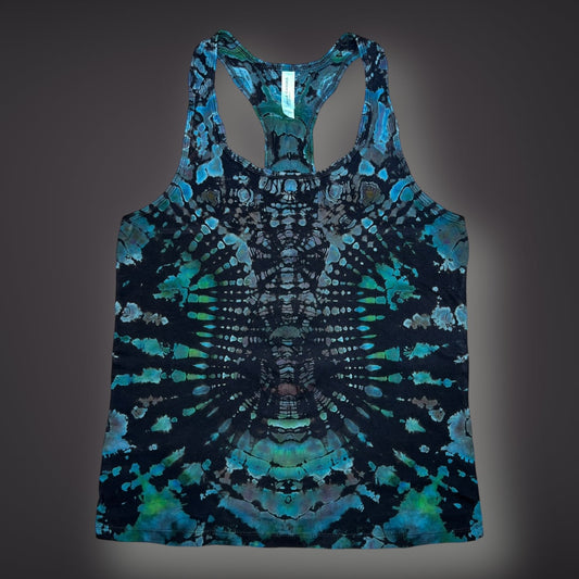 Tribal Symmetry Tank in Winterfresh - Women’s Large Reverse Racerback Tank