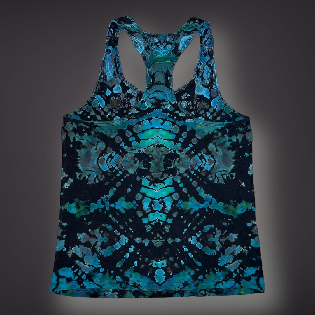Tribal Symmetry Tank in Winterfresh - Women’s Large Reverse Racerback Tank