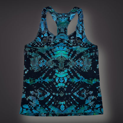 Tribal Symmetry Tank in Winterfresh - Women’s Large Reverse Racerback Tank
