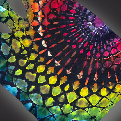 Stained Glass Mandala in Dark Rainbow - Women’s Large Reverse Racerback Tank