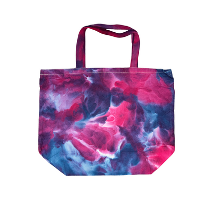 Pink and Blue Watercolor Canvas Bag